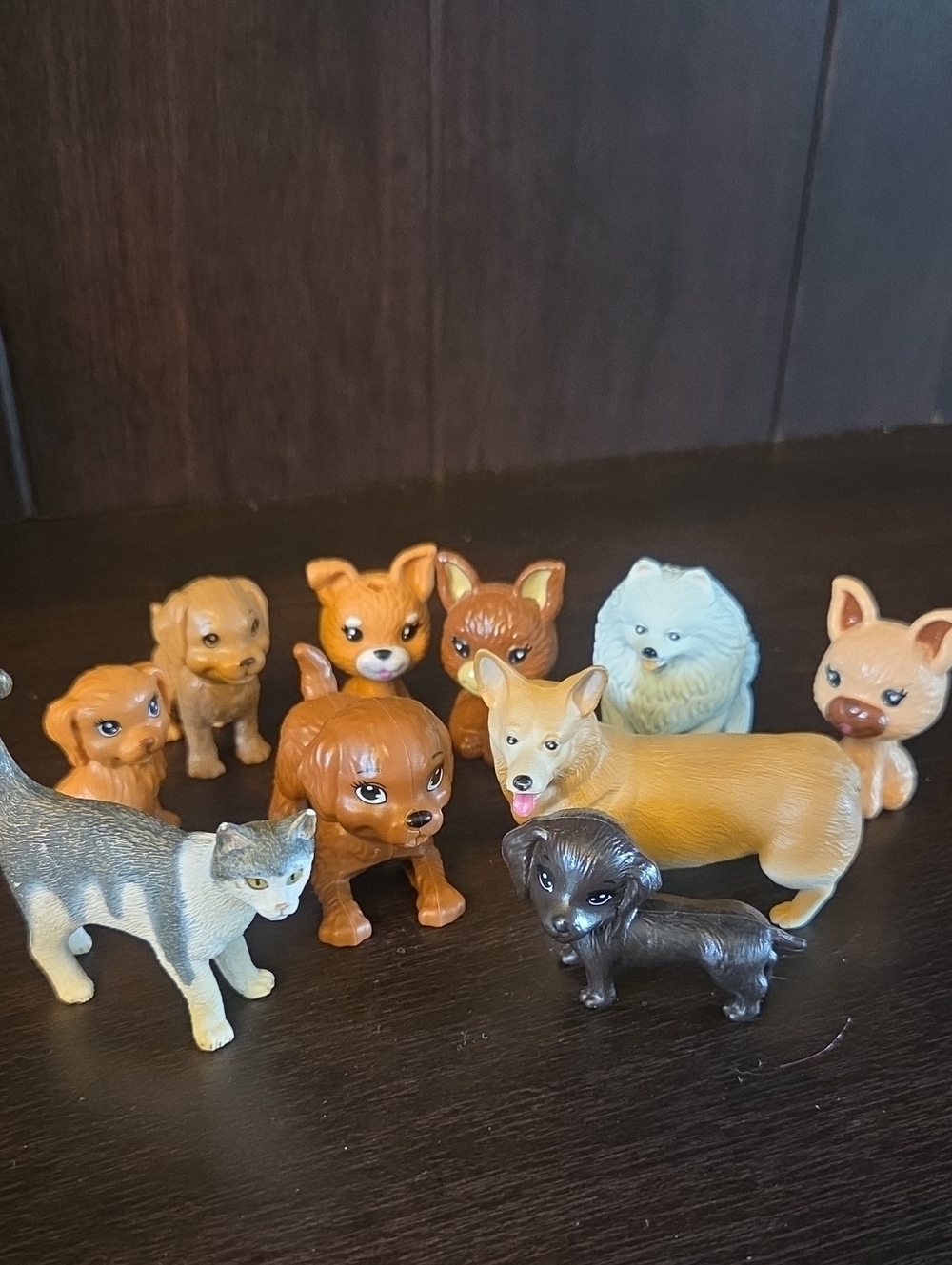 Assorted Miniature Dog & Cat Figurine Play Set - Brown, Tan, White, Gray